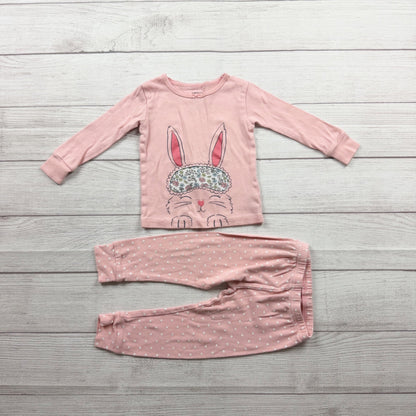 Carter's Baby Girl Pink Bunny Pajama Set Long Sleeve Top Pants 2T