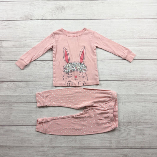 Carter's Baby Girl Pink Bunny Pajama Set Long Sleeve Top Pants 2T