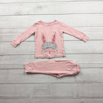 Carter's Baby Girl Pink Bunny Pajama Set Long Sleeve Top Pants 2T