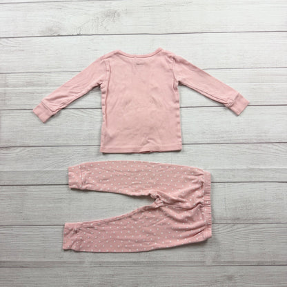 Carter's Baby Girl Pink Bunny Pajama Set Long Sleeve Top Pants 2T