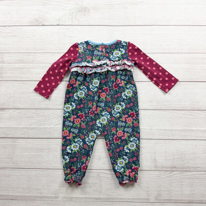 Matilda Jane Baby Girl Floral One Piece Romper Snap Closure Long Sleeve 6-12 Months