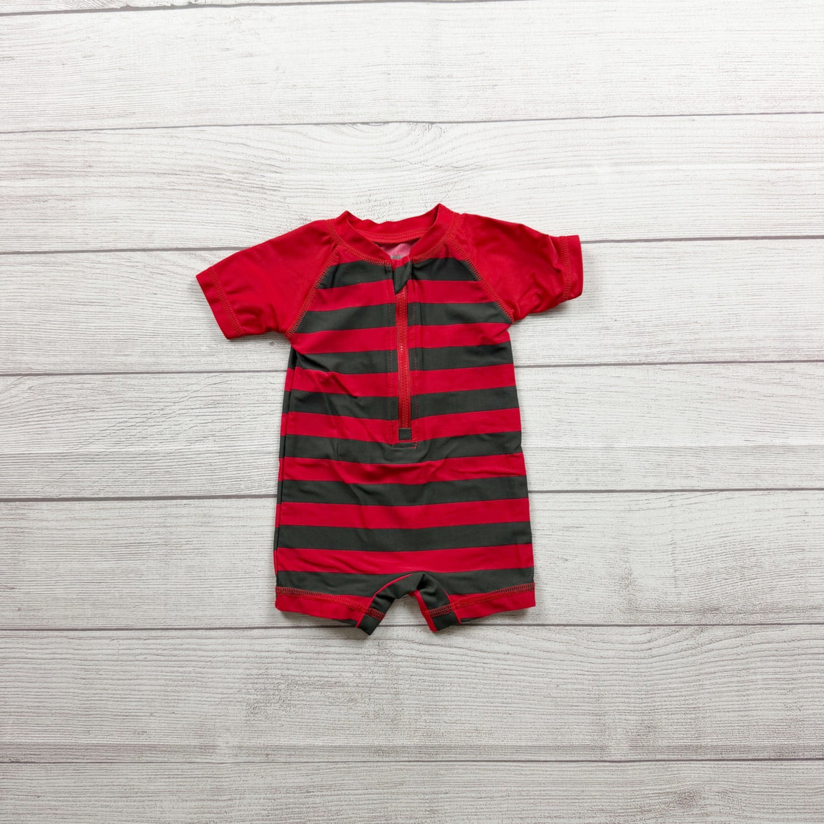 Leveret Baby UPF 50+ Short Sleeve One Piece Swim Rash Guard Stripes 3-6 Months