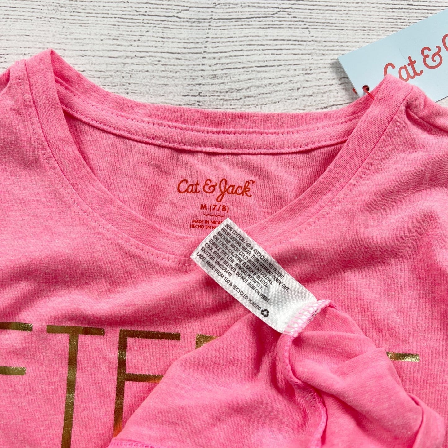 Cat & Jack Pink Fierce Champion Girls Graphic Short Sleeve T-Shirt NWT M 7-8
