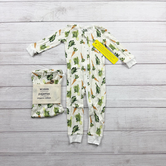 MilkBarn Baby Organic Cotton Veggie Pajamas Zip Footless Sleeper NWT 9-12 Months