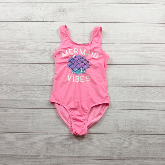 Gap Kids Mermaid Vibes Pink One Piece Swimsuit Medium 8-9