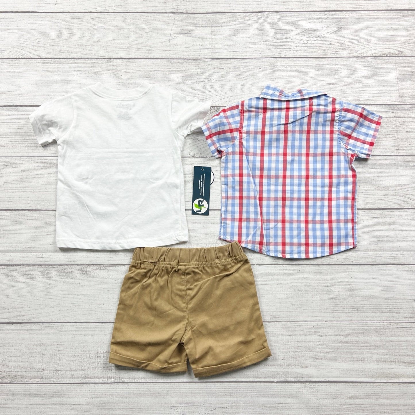 Little Rebels Boys 3 Piece Outfit Set Graphic Tee Plaid Shirt NWT 9-12 Months