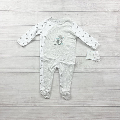 Quiltex Baby Footed Sleeper Pajamas Gray Star Print One Piece NWT 6-9 Months