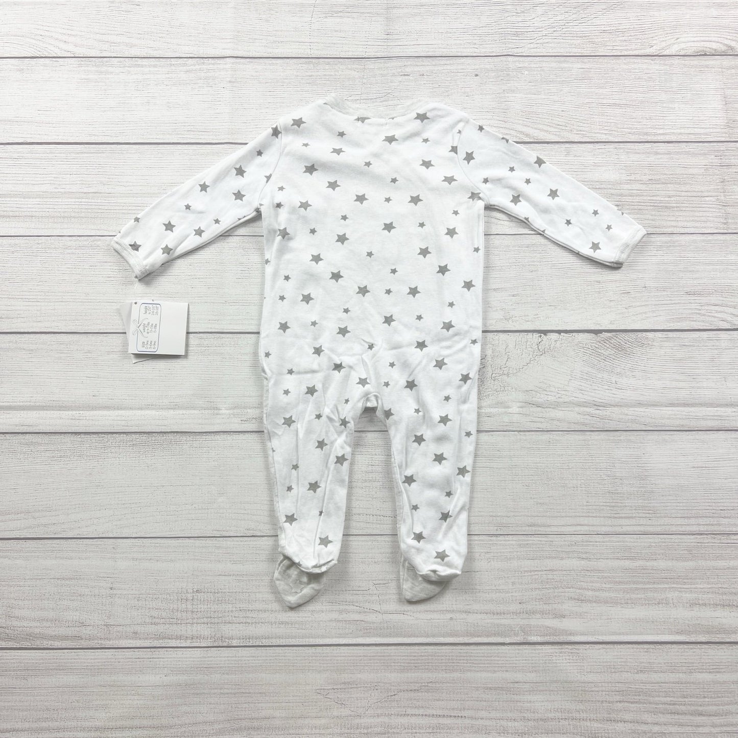 Quiltex Baby Footed Sleeper Pajamas Gray Star Print One Piece NWT 6-9 Months
