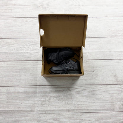 Reebok Classic Leather Infant Shoes Black Lace-Up Sneakers In Box Size 3