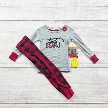 Lets Get Cozy Kids Little Bear Pajama Set Red Buffalo Plaid Sleepwear NWT 2T