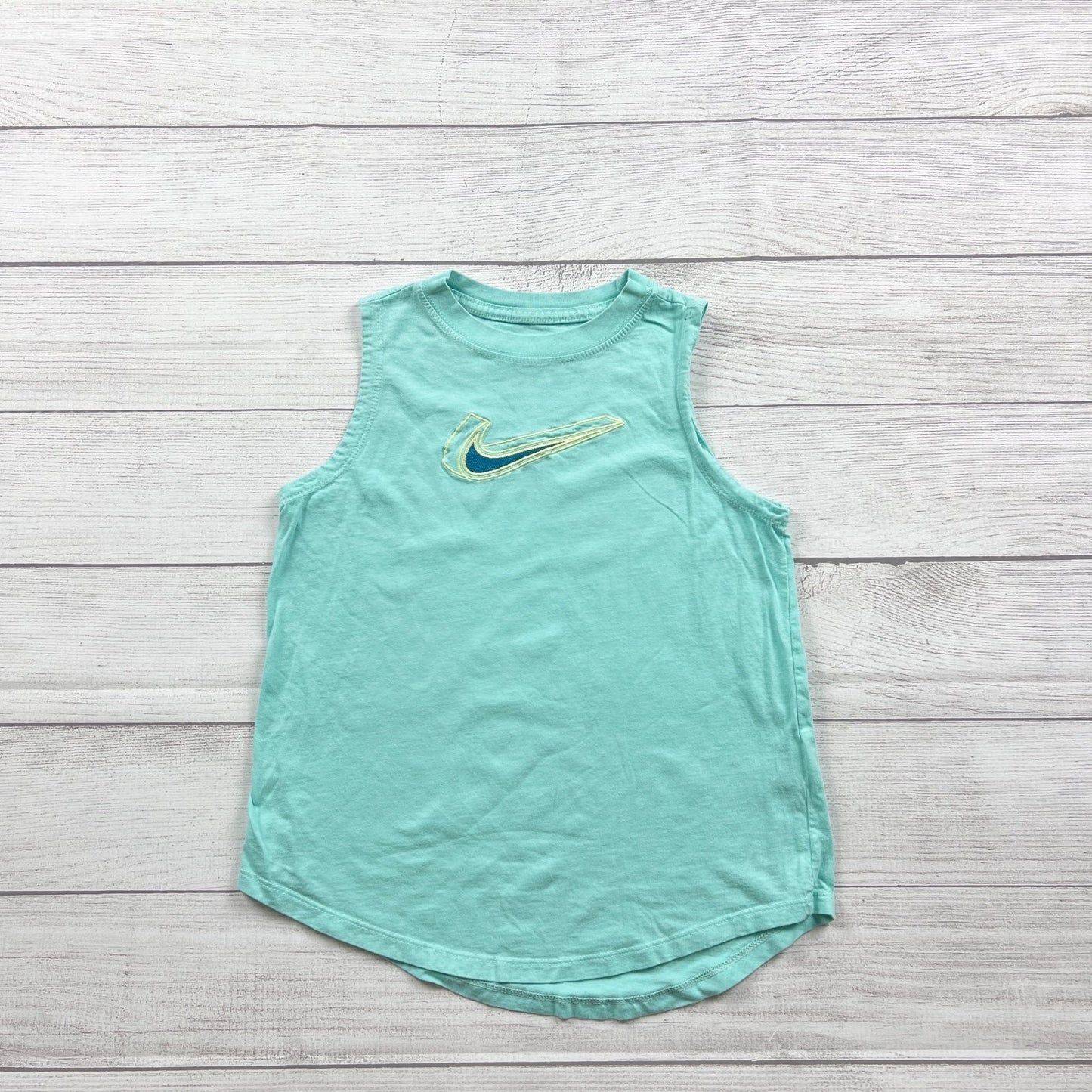 Nike Girls Sleeveless Aqua Tank Top Swoosh Logo L