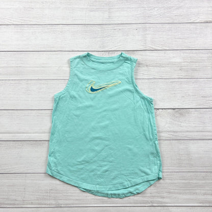 Nike Girls Sleeveless Aqua Tank Top Swoosh Logo L