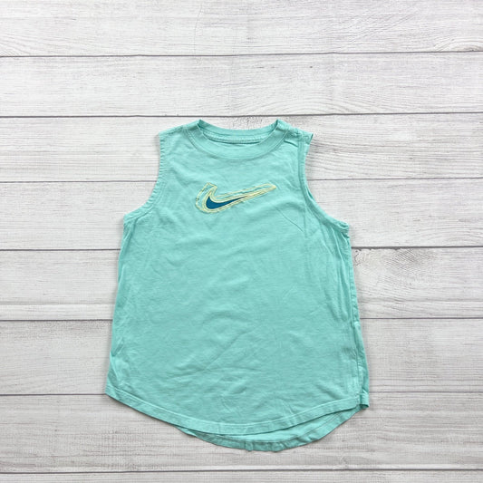 Nike Girls Sleeveless Aqua Tank Top Swoosh Logo L