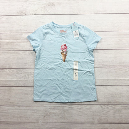Cat & Jack Girls Light Blue Ice Cream Graphic Short Sleeve Shirt NWT M 8