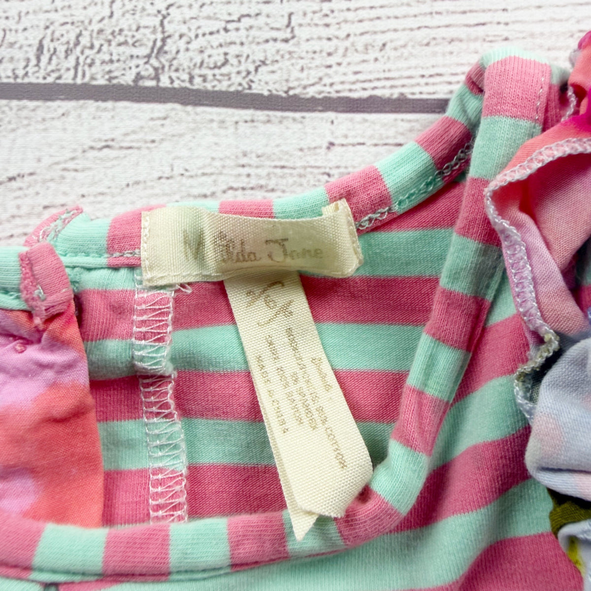Matilda Jane Girls Reversible Stripe Floral Dress Ice Cream Print 6