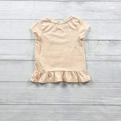 Cat & Jack Toddler Girl Shirt “Smart Lil Apple” Graphic Tee Ruffle Hem 3T