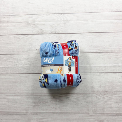 Bluey 3 Piece Robe Pajama Set Shirt Pants Kids Soft Cozy Fabric NWT 8