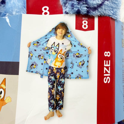 Bluey 3 Piece Robe Pajama Set Shirt Pants Kids Soft Cozy Fabric NWT 8
