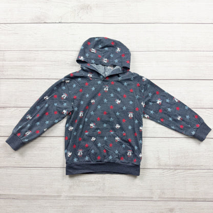 Disney Mickey Mouse Kids Hoodie Blue Star Print Pullover Sweatshirt XS 4
