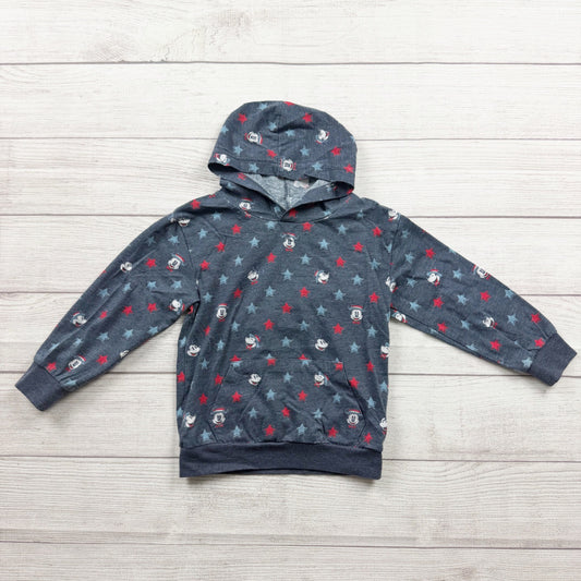 Disney Mickey Mouse Kids Hoodie Blue Star Print Pullover Sweatshirt XS 4