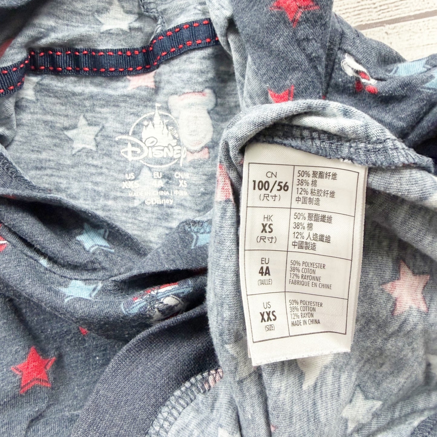 Disney Mickey Mouse Kids Hoodie Blue Star Print Pullover Sweatshirt XS 4