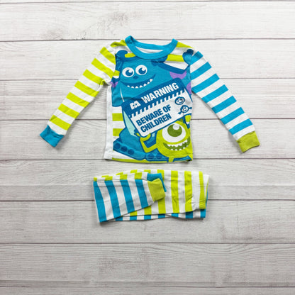 Disney Store Striped Monsters Inc Pajama Set Beware Of Children Graphic Cotton 4