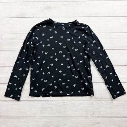 Old Navy Softest Tee Black Long Sleeve Butterfly Print XL 14-16