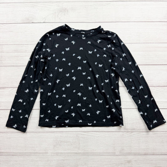 Old Navy Softest Tee Black Long Sleeve Butterfly Print XL 14-16