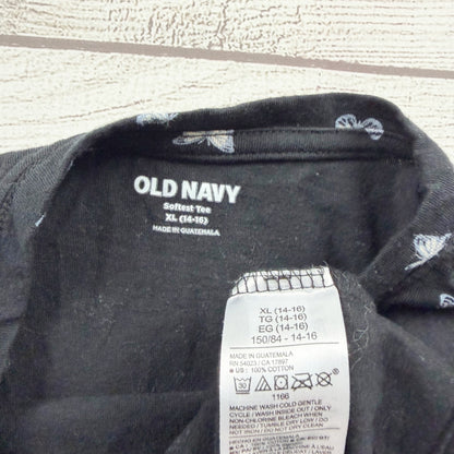 Old Navy Softest Tee Black Long Sleeve Butterfly Print XL 14-16