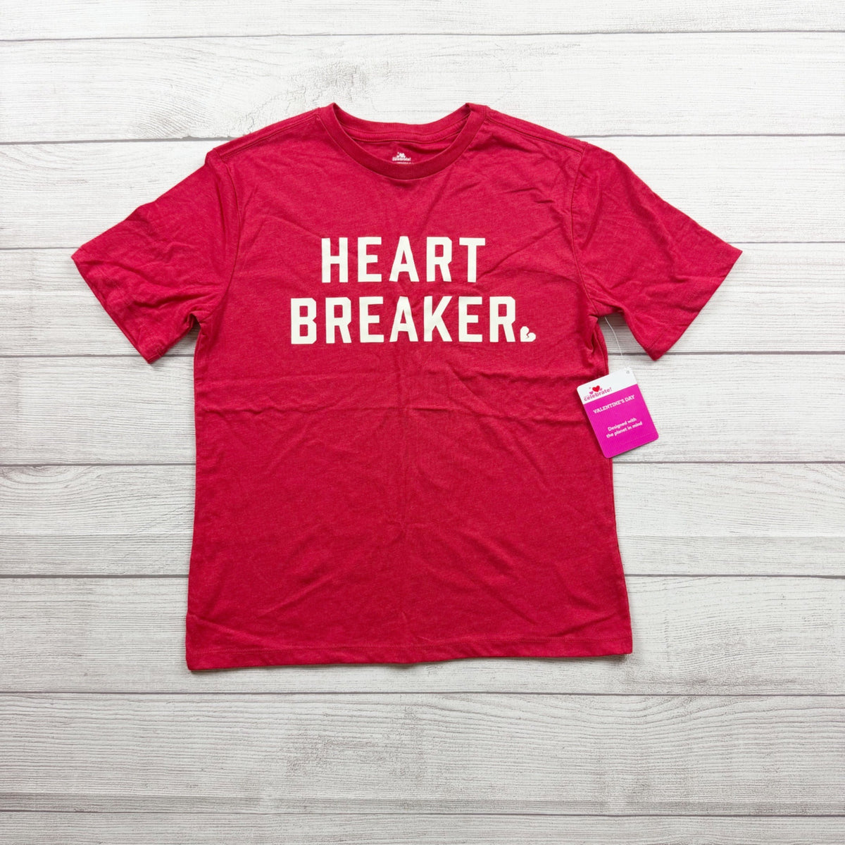 Way to Celebrate Valentines Day Heart Breaker Graphic T-Shirt Red NWT L 10-12