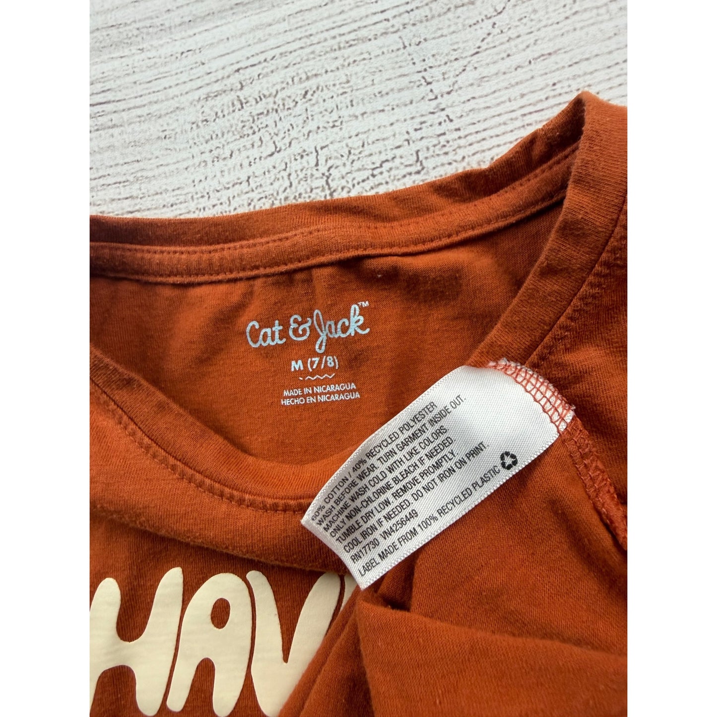Cat & Jack Girls Graphic Tee Orange Positive Message Cotton Blend M 7-8