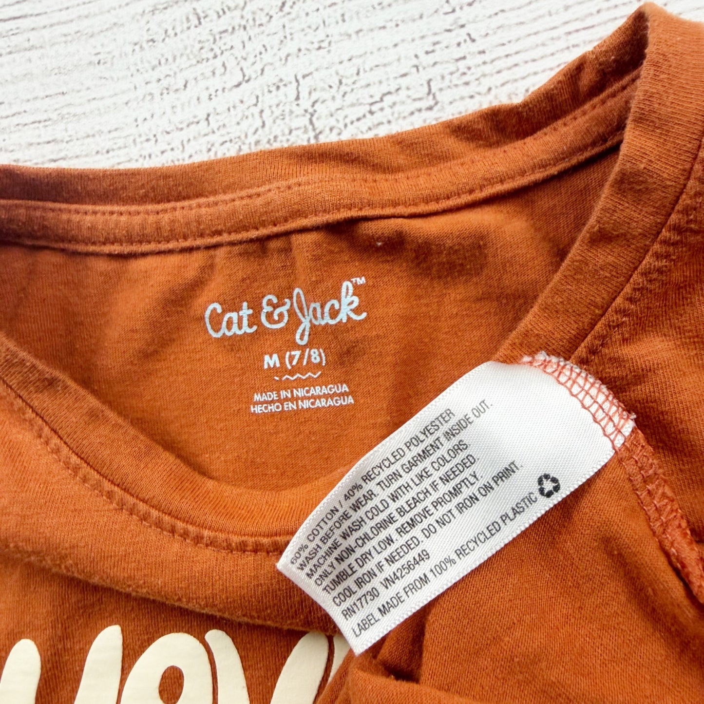 Cat & Jack Girls Graphic Tee Orange Positive Message Cotton Blend M 7-8