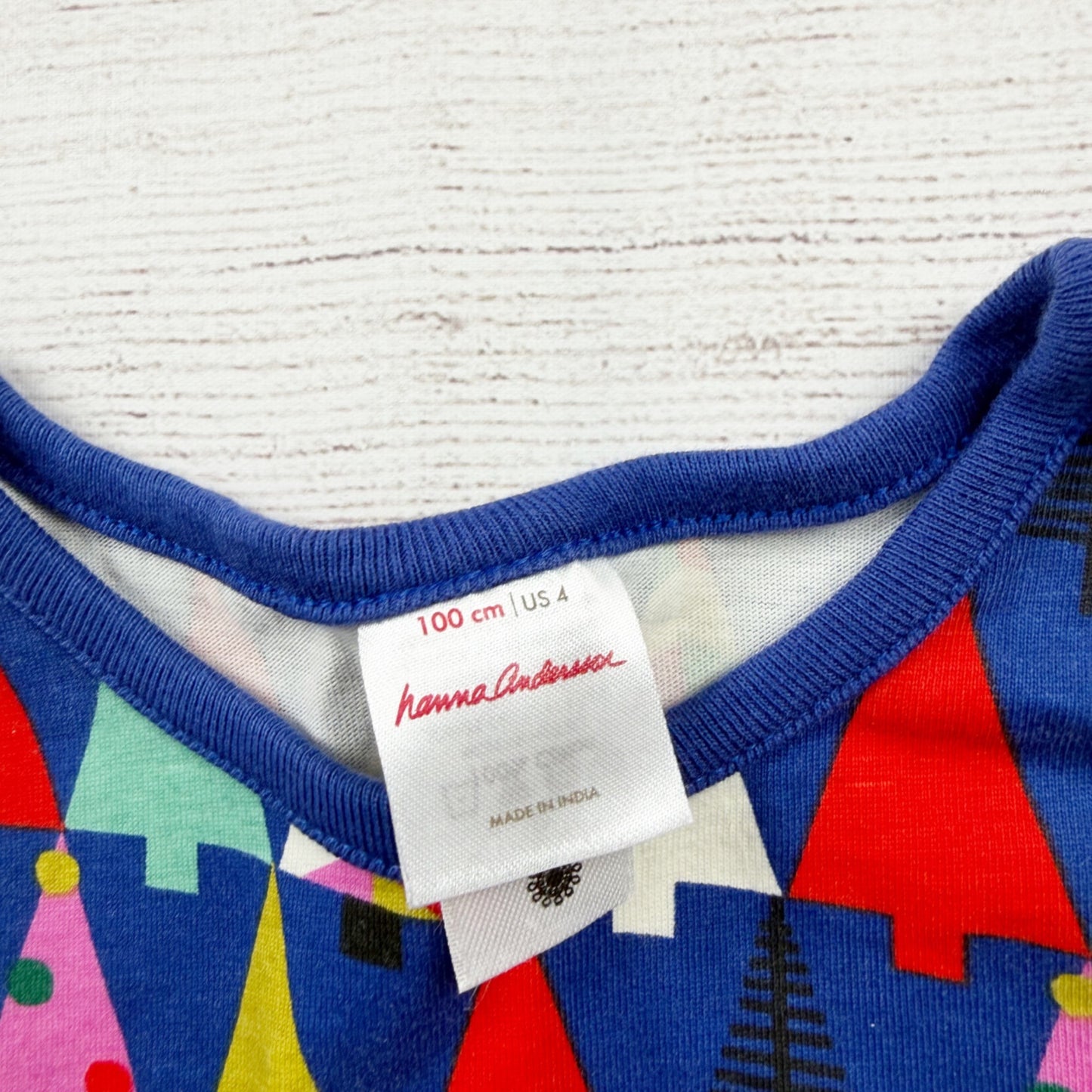 Hanna Andersson Girls Dress Long Sleeve Knit Colorful Tree Print Holiday Dress 4
