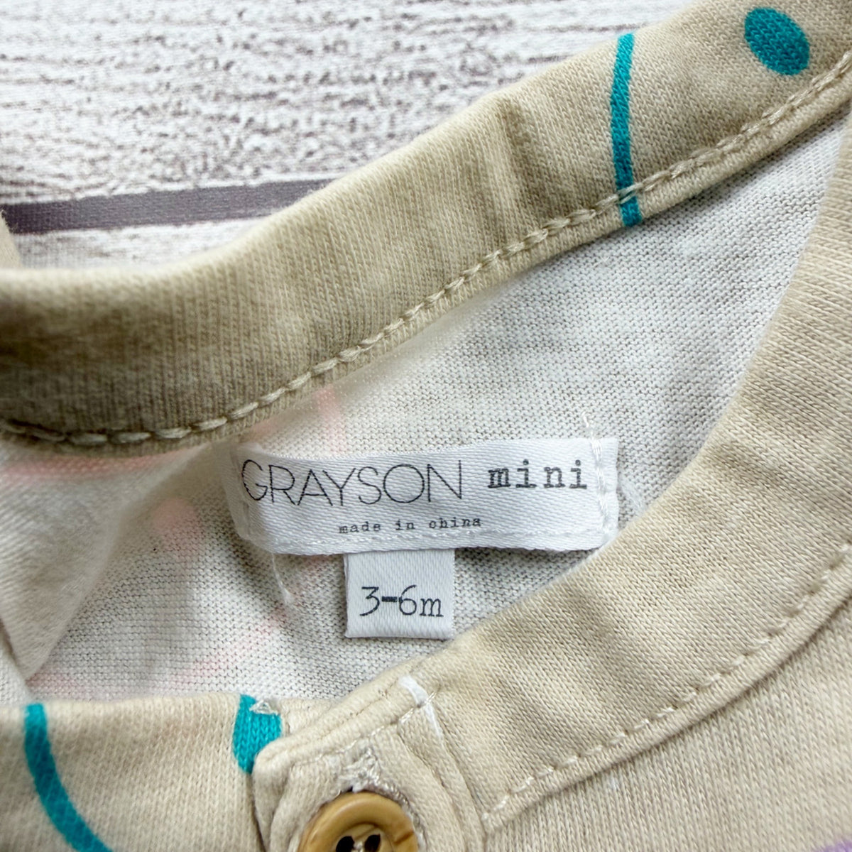 Grayson Mini Baby Romper Hat Smiley Face Print Beige Set Outfit NWT 3-6 Months