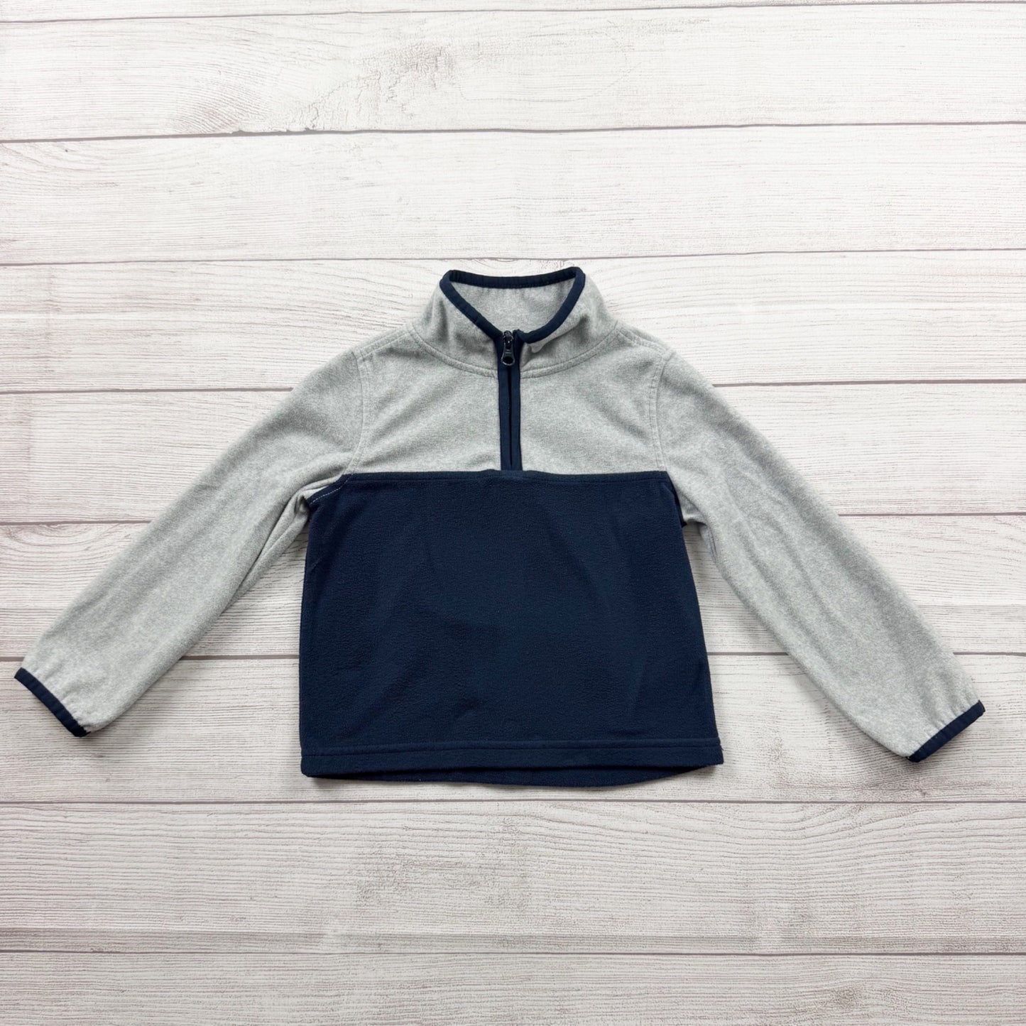 OshKosh Bgosh Toddler Boys Fleece Half-Zip Pullover Navy & Gray Long Sleeve 4T