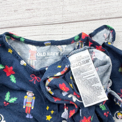 Old Navy Baby Nutcracker Print Romper Holiday Long Sleeve 6-12 Months
