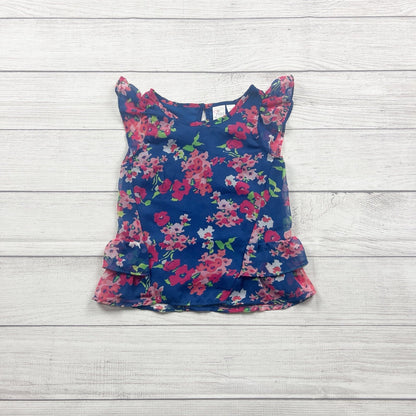 The Children’s Place Girls Floral Top Ruffle Sleeve Peplum Blouse XS 4