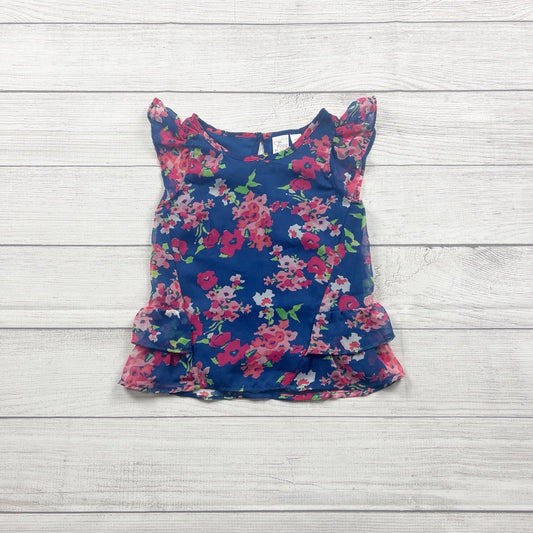 The Children’s Place Girls Floral Top Ruffle Sleeve Peplum Blouse XS 4