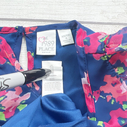 The Children’s Place Girls Floral Top Ruffle Sleeve Peplum Blouse XS 4