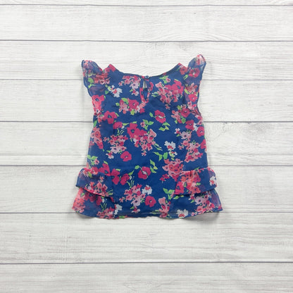 The Children’s Place Girls Floral Top Ruffle Sleeve Peplum Blouse XS 4