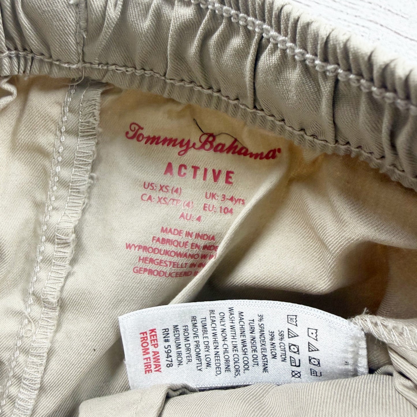 Tommy Bahama Active Boys Beige Elastic Waist Joggers Lightweight Pants XS 4