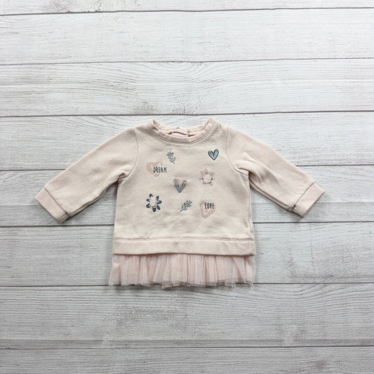 Kyle & Deena Baby Girl Sweatshirt Top Tulle Hem Dream Love 6-9 Months
