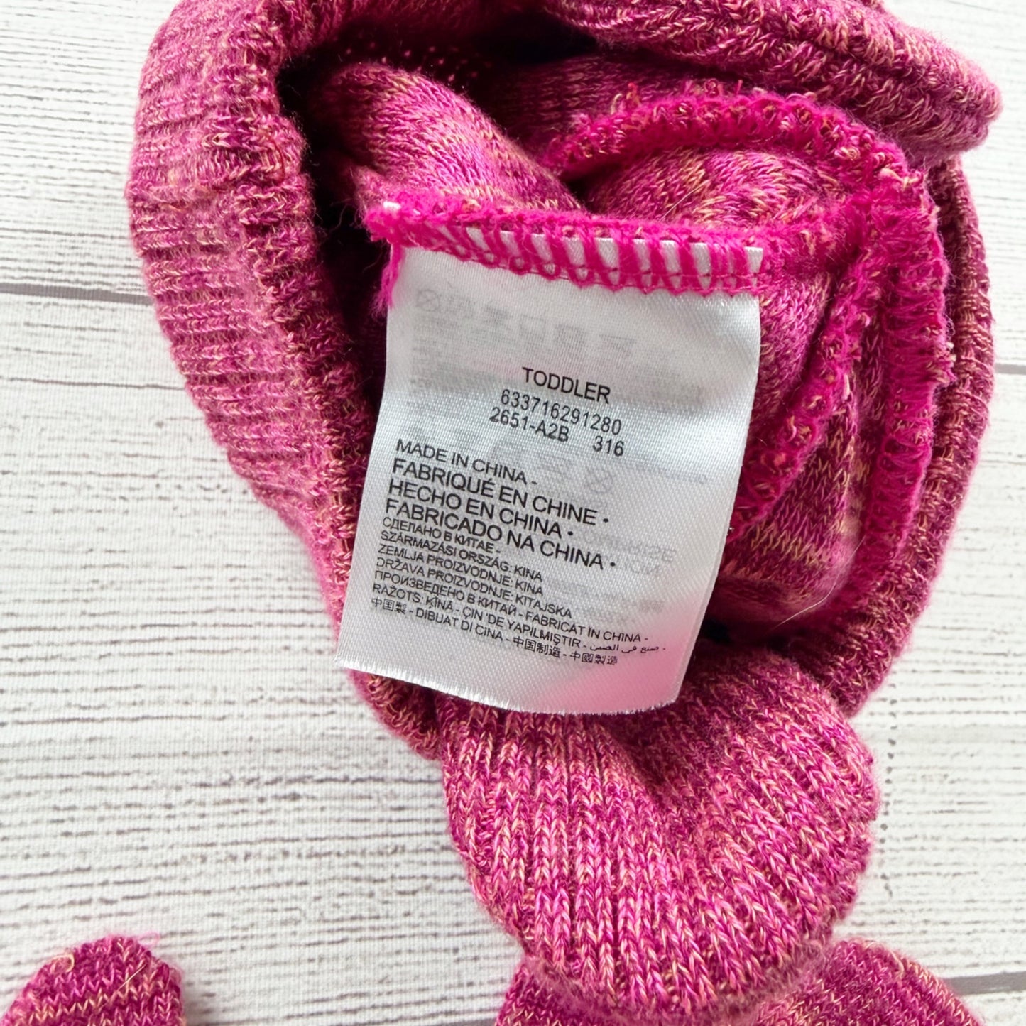 Nike Toddler Knit Hat & Mittens Set Pink Marled Swoosh Winter Beanie Gloves