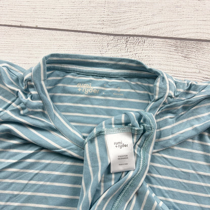 Rumi + Ryder Girls Blue White Striped Short Sleeve Twist Front Top Size L 16