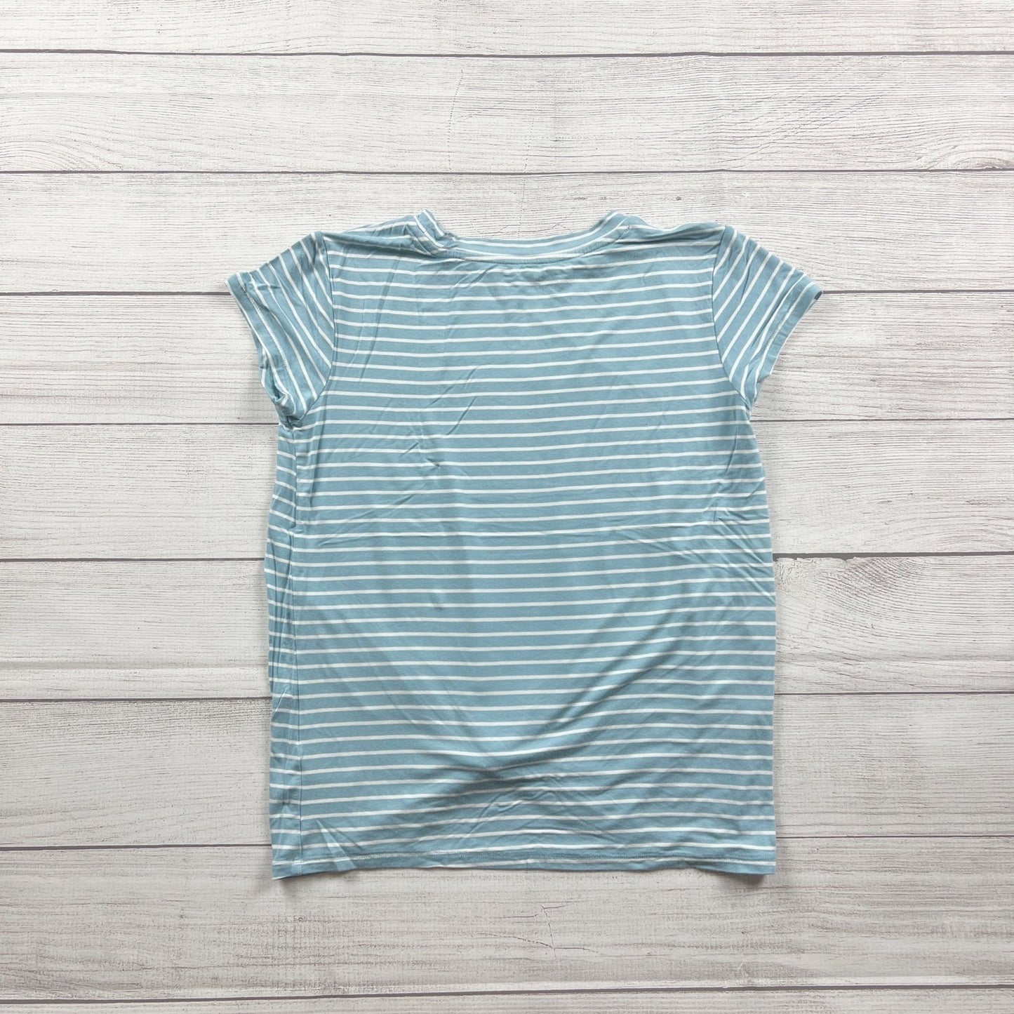 Rumi + Ryder Girls Blue White Striped Short Sleeve Twist Front Top Size L 16