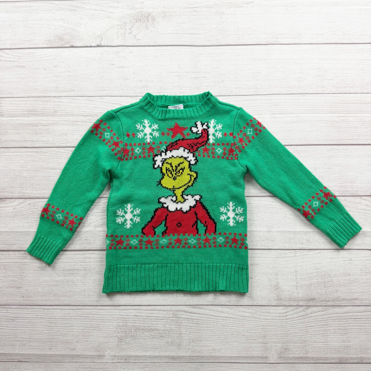 Dr. Seuss The Grinch Green Knit Christmas Sweater Holiday Design 4T