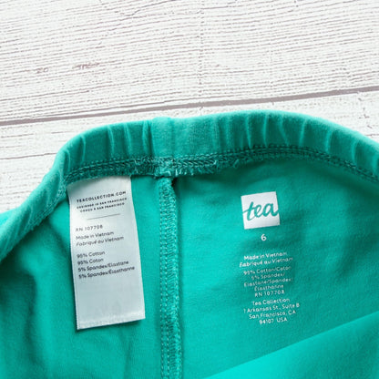 Tea Collection Girls Teal Green Cotton Blend Shorts Elastic Waist 6