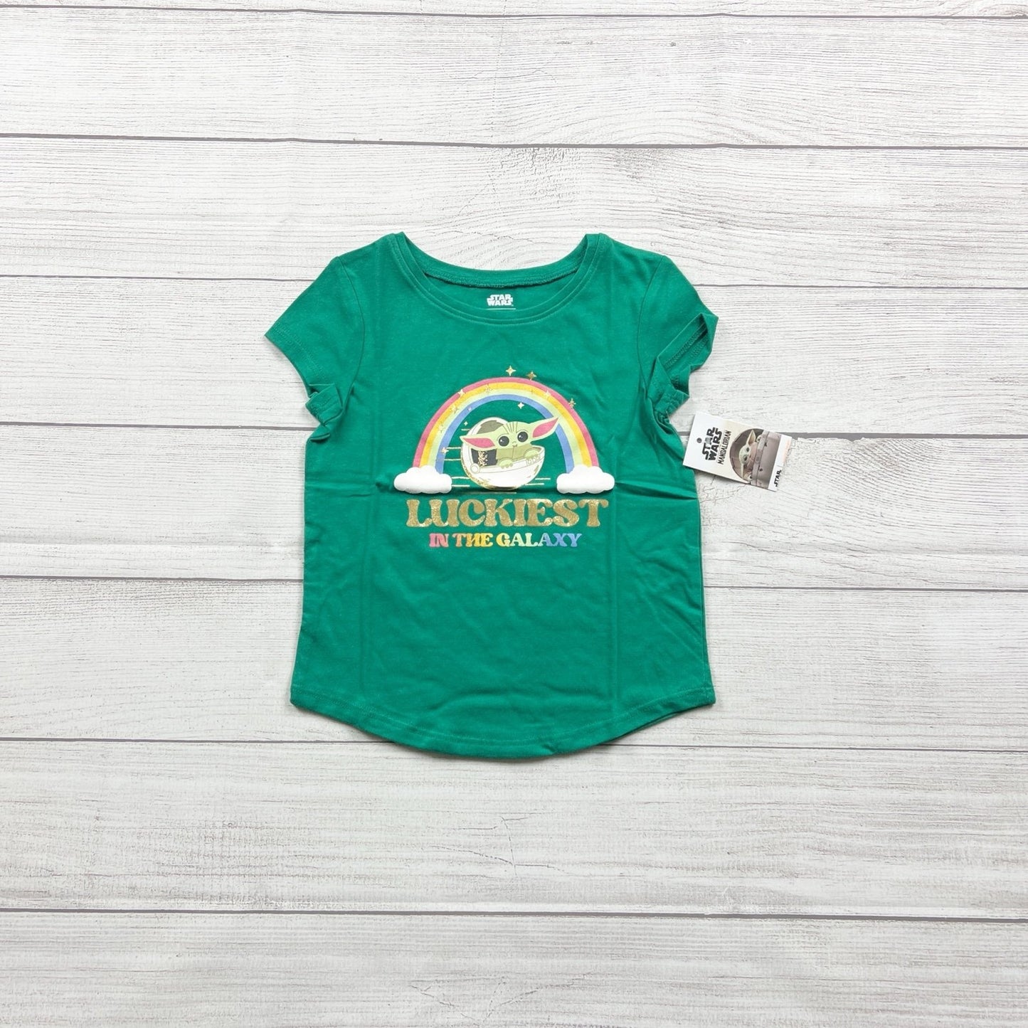 Star Wars Grogu Girl T-Shirt “Luckiest in the Galaxy” St. Patrick’s Day NWT 5