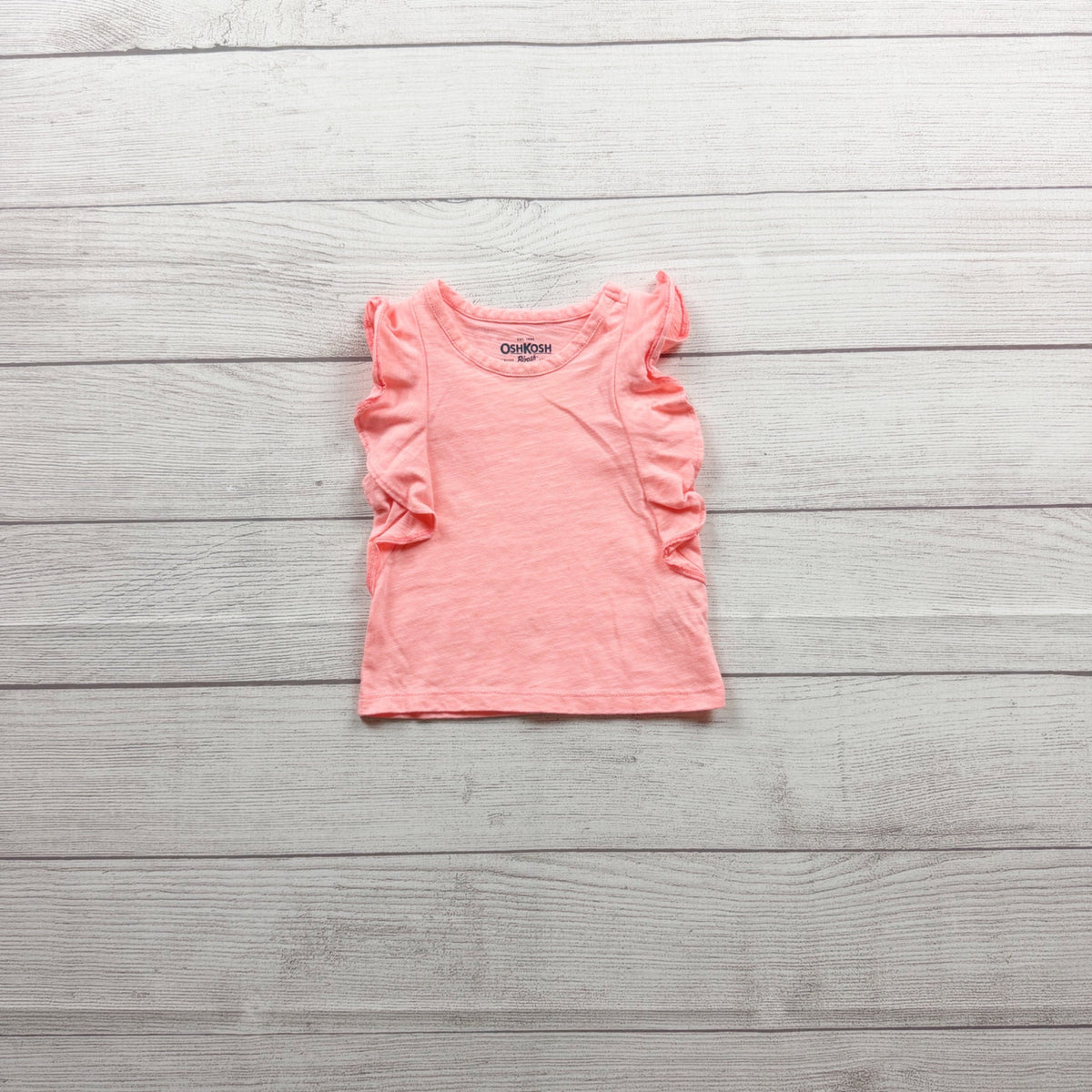 OshKosh Bgosh Pink Ruffled Tank Top Soft Cotton Blend Sleeveless 6-9 Months