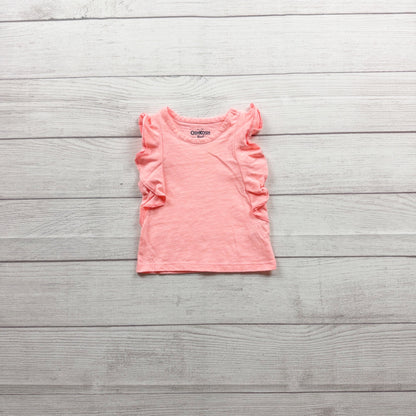 OshKosh Bgosh Pink Ruffled Tank Top Soft Cotton Blend Sleeveless 6-9 Months